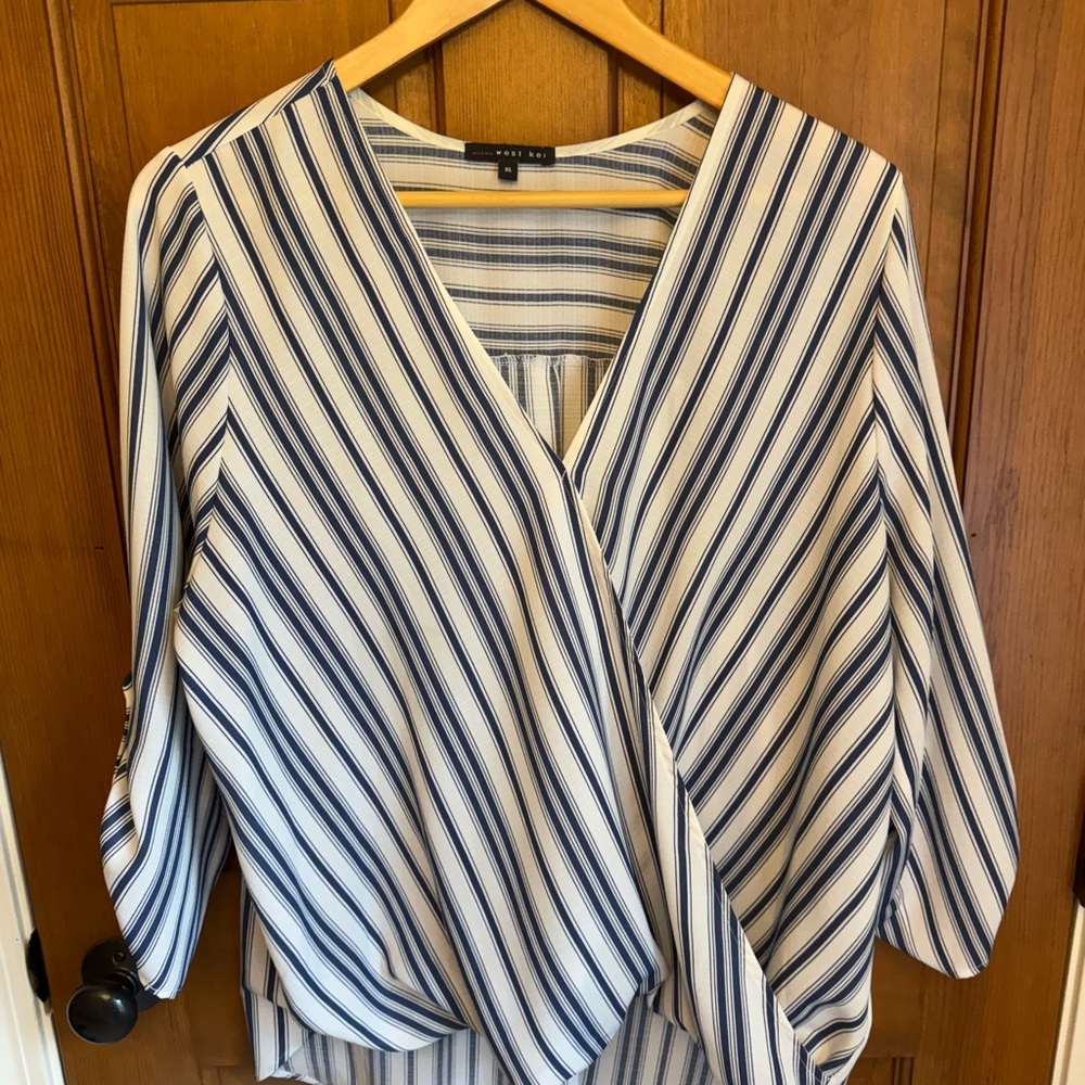 West Kei Navy and White Striped Blouse